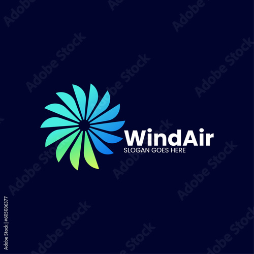 Vector Logo Illustration Windmill Gradient Colorful Style