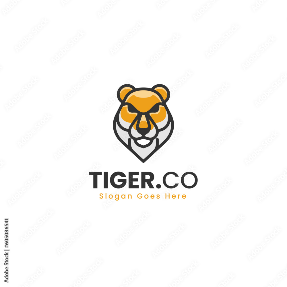 Vector Logo Illustration Tiger Simple Mascot Style Vector Logo Illustration Tiger Simple Mascot Style
