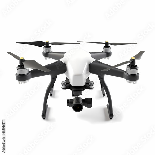 Modern Drone White Colored Isolated White Illustration