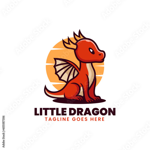 Vector Logo Illustration Dragon Mascot Cartoon Style.