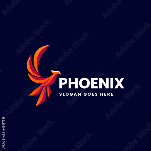 Vector Logo Illustration Phoenix Gradient Colorful Style.