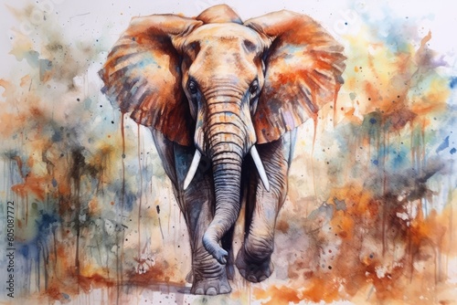 Elephant. Elephant illustration watercolor
