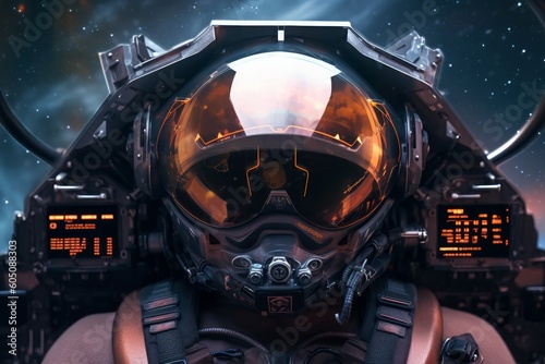 A glimpse into the future reveals a skilled fighter pilot, donned in advanced gear, ready to soar through the skies. With unwavering focus and cutting-edge technology Generative AI