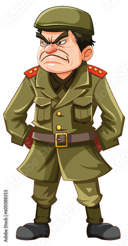 Grumpy army officer cartoon character