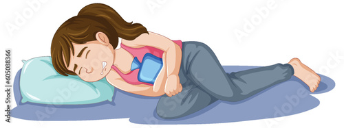 Girl Experiencing Menstrual Cramps During Puberty