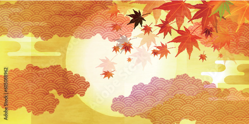 紅葉　もみじ　月　秋　背景