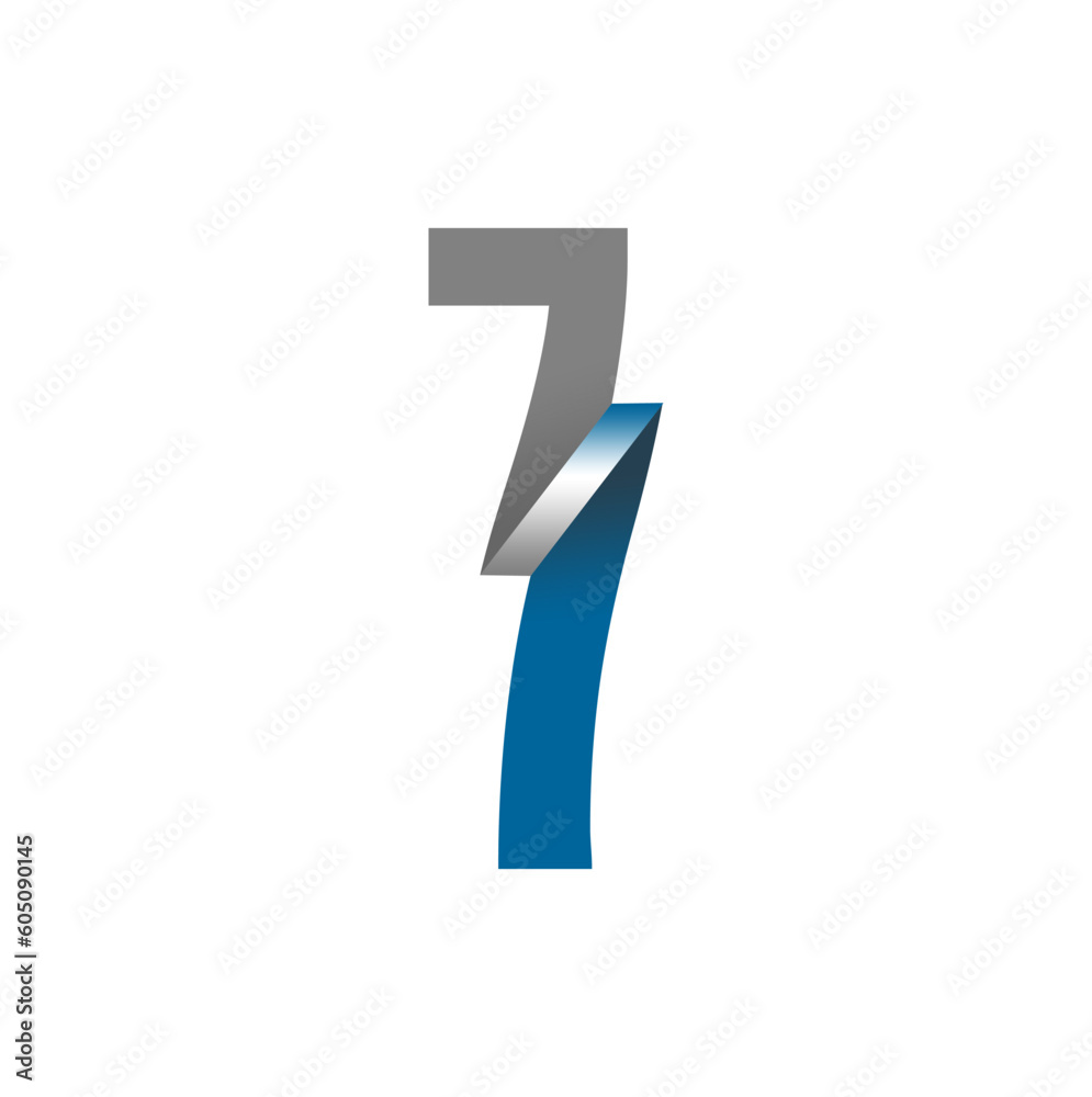 number seven with 3d effect