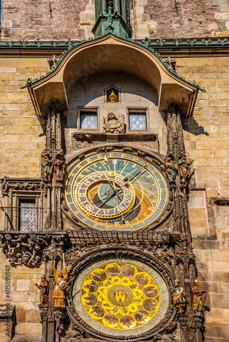 The Prague Astronomical Clock, a medieval astronomical clock, installed in 1410, making it the third-oldest astronomical clock in the world and the oldest clock still operating. Czech Republic, 2018