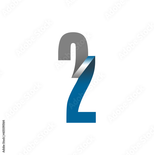 number two with 3d effect