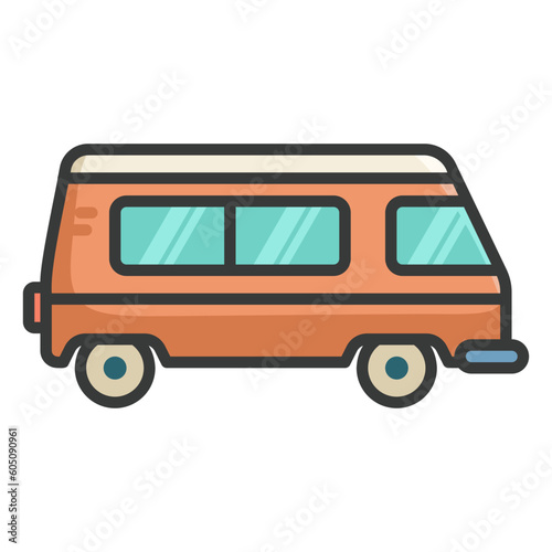 Icon of van or minibus for travel transportation