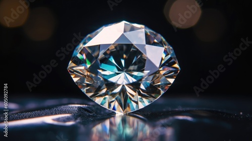 close up of a diamond on black background with shallow depth of field - made with Generative AI