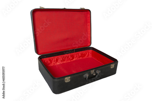 Fotografie Valise noire, intérieur rouge,  des années 70