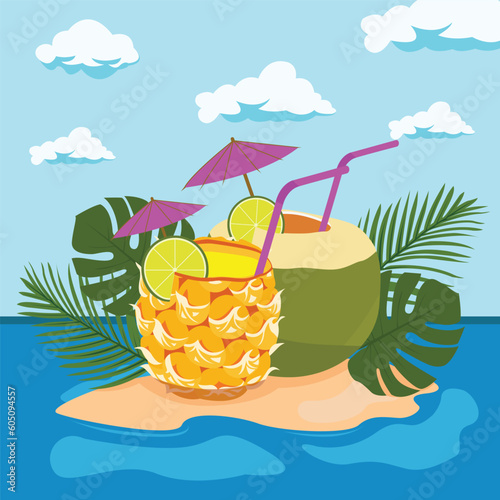 summer beachside vector illustration design