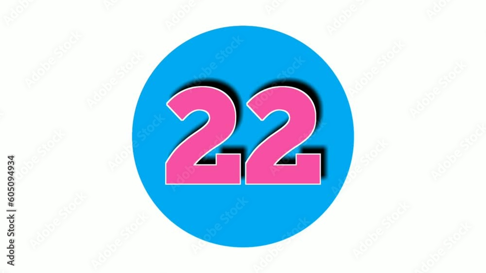 Number twenty two 22 cartoon animation on white background,4k cartoon video number motion graphics for video elements Number twenty two 22 cartoon animation on white background,4k cartoon video number motion graphics for video elements