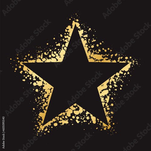 Abstract Star Shaped Gold Ink Splatter Graphic