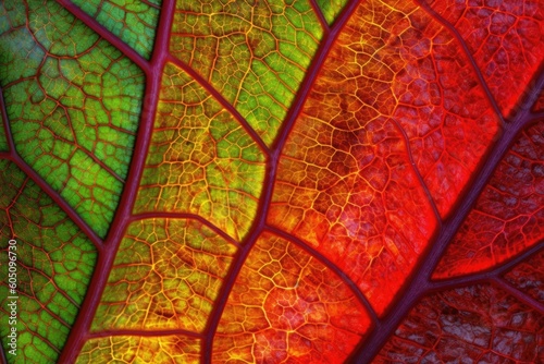 Vibrant Close-Up of a Fall Leaf Generative AI