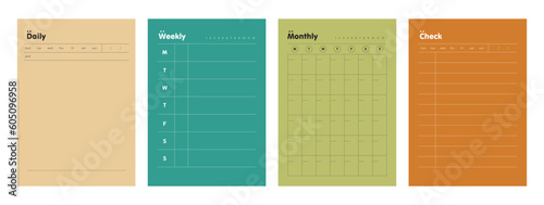 4 set daily, week, monthly check planner. 