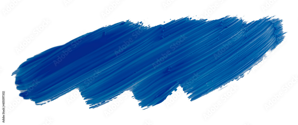 Fototapeta premium Shiny blue brush watercolor painting isolated on transparent background. watercolor png