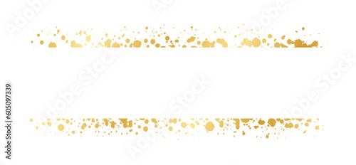 Abstract Gold Ink Splatter Ribbon Banner Frame. Golden foil spray banner border template.