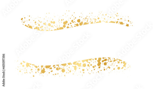 Abstract Gold Ink Splatter Ribbon Banner Frame. Golden foil spray banner border template.
