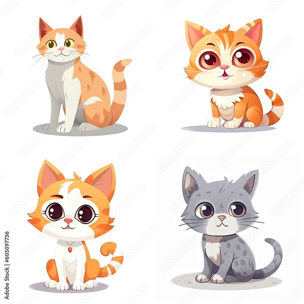 Cartoon character of cat on white background Cartoon character of cat on white background