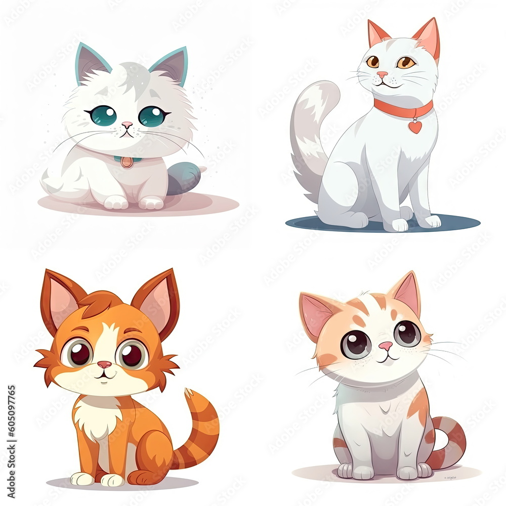 Cartoon character of cat on white background Cartoon character of cat on white background