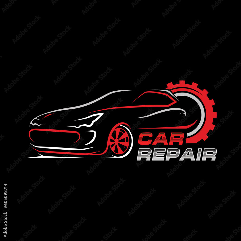 Fototapeta premium Minimalist car repair logo design template. Car repair service logo