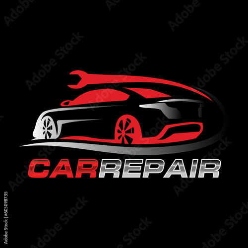 Minimalist car repair logo design template. Car repair service logo