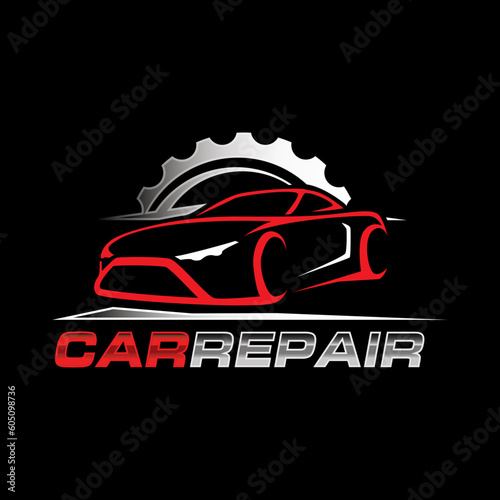 Minimalist car repair logo design template. Car repair service logo