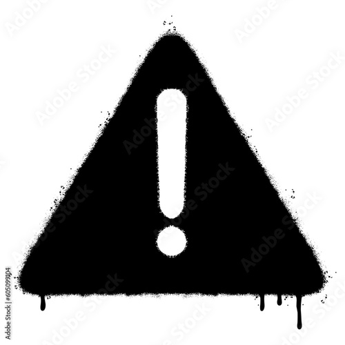 Spray Painted Graffiti warning icon Sprayed isolated with a white background.