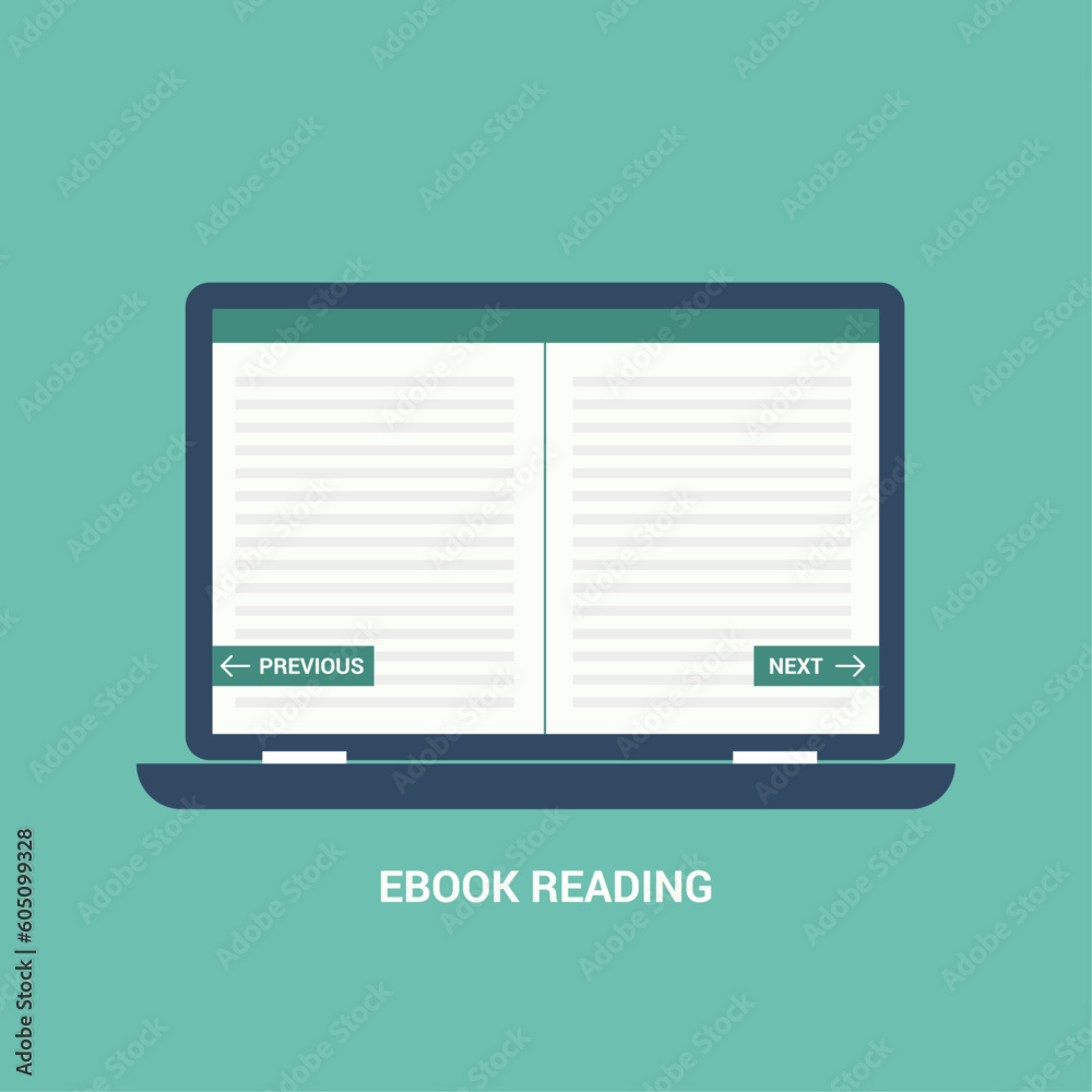 Online book reading concept flat design Online book reading concept flat design