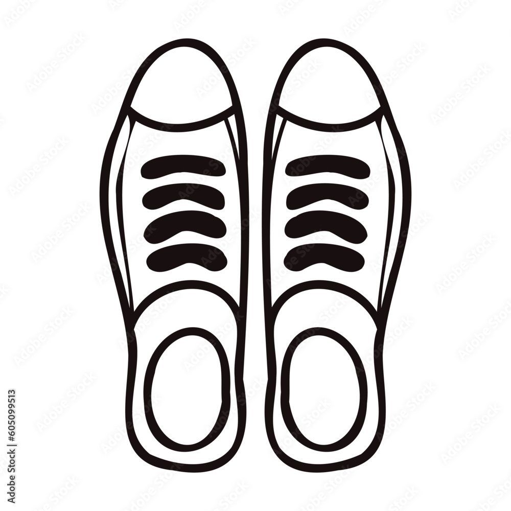 Hand Drawn cute sneakers in doodle style Hand Drawn cute sneakers in doodle style