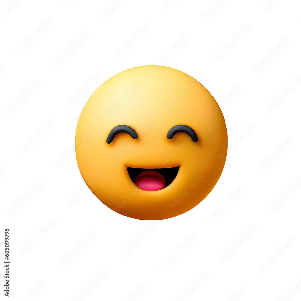 Fototapeta premium 3d happy emoji icon. Realistic 3d high quality isolated render 