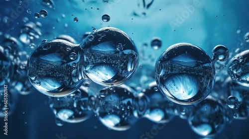 Water drops and bubbles. Bubbles in water on a dark or white background