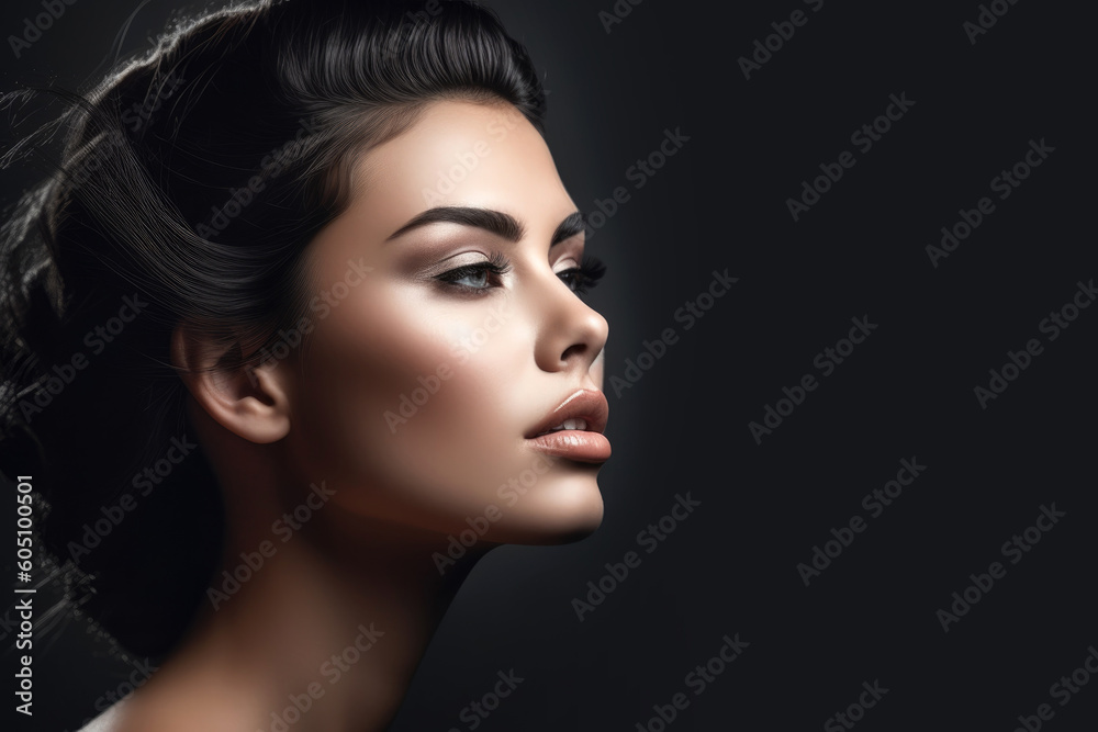 Studio beauty shot of an attractive woman. Generative AI