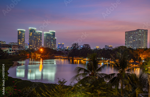 Sunset on Saigon center, Ho Chi Minh city Vietnam. Photo taken on March 2023