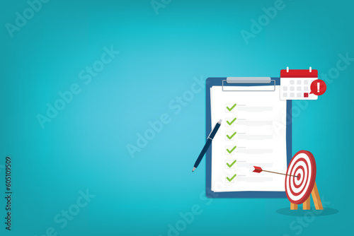Successful completion of business tasks. Checklist with all tasks completed