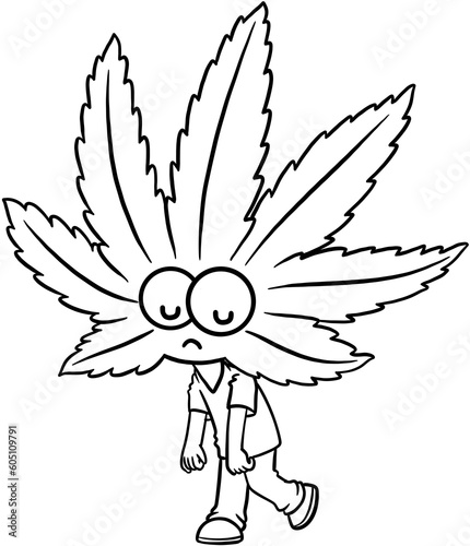Cute cartoon cannabis marijuana character coloring © Kitipong