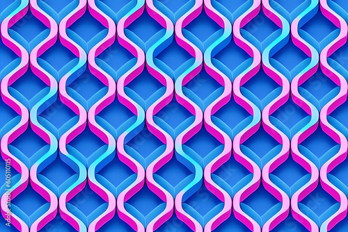 seamless pattern with blue and pink waves