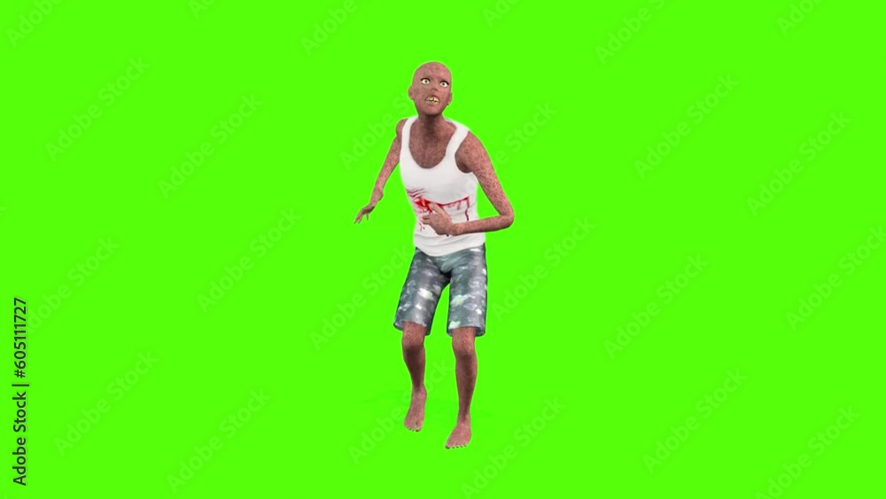 Zombie Walk Slow Green Screen Animation 3D Rendering. Zombie Walk Slow Green Screen Animation 3D Rendering.