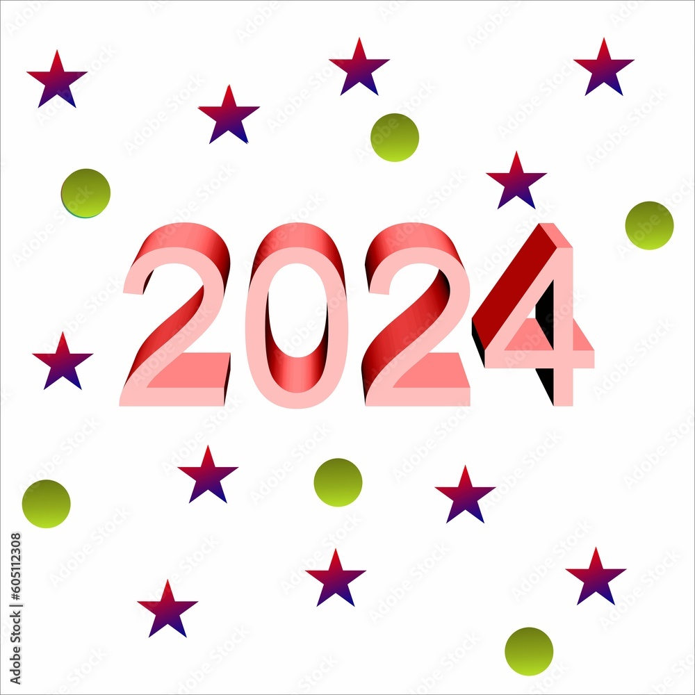2024 Happy New Year trending logo design. 2024 colored number design