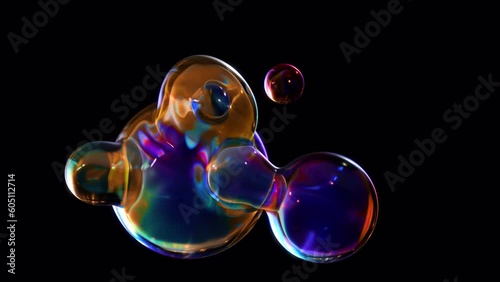 A metaball animation that transforms liquid blobs. 3D Abstract multicolor Metaballs on a black background. Ultra HD in 4K. a smooth, looped 3D animation. photo