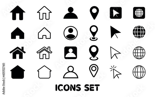 Set of 24 modern line similar Web icons, Web icon, Contact icons, Location, and home icons. icons illustration.
