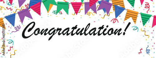 Congratulations confetti banner vector with confetti
