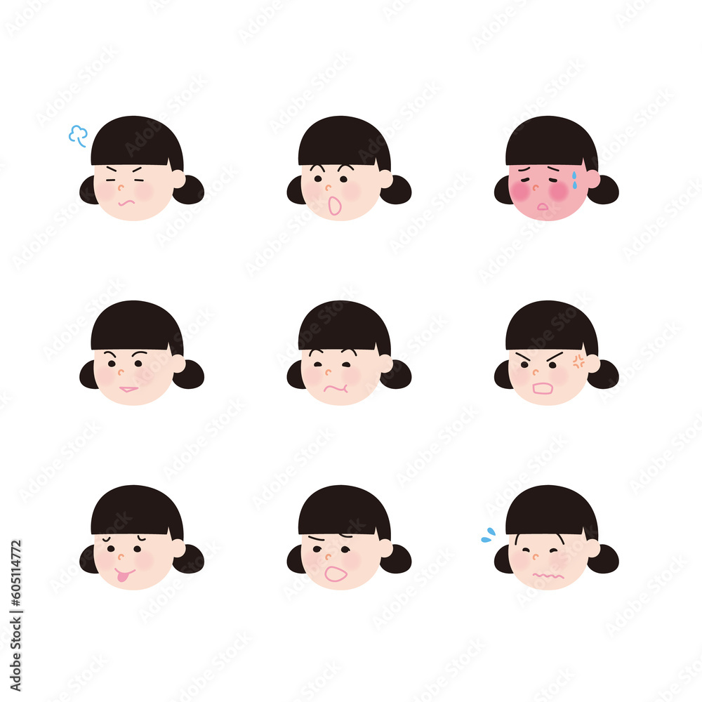 2つお団子の女の子 顔バリエーション4C_a 2つお団子の女の子 顔バリエーション4C_a