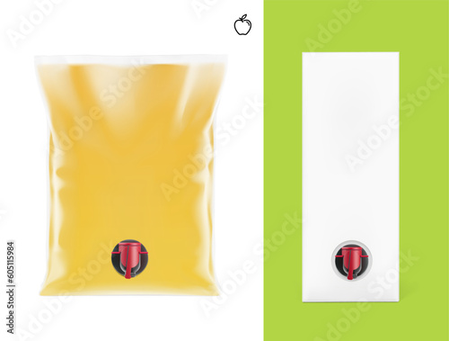 Clear realistic plastic bag in box mockup. Realistic vector mockup isolated on white background. Front view. Perfect for your product. EPS10.	