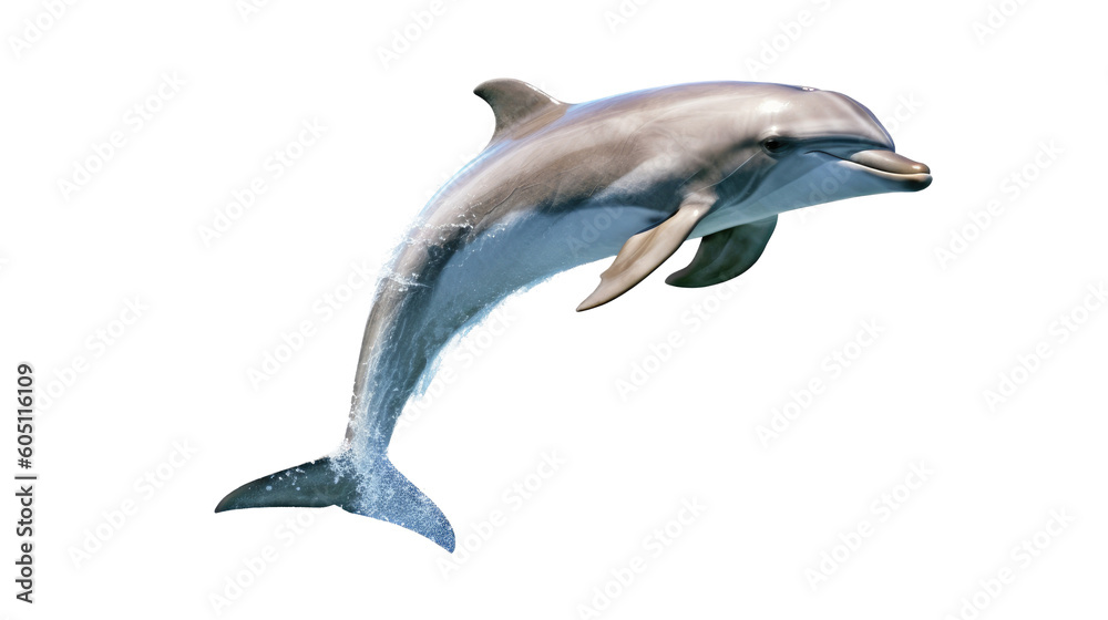 a Bottlenose Dolphin, jumping, Aquatic-themed, square format, photorealistic illustrations on a transparent background cutout in PNG. generative ai a Bottlenose Dolphin, jumping, Aquatic-themed, square format, photorealistic illustrations on a transparent background cutout in PNG. generative ai