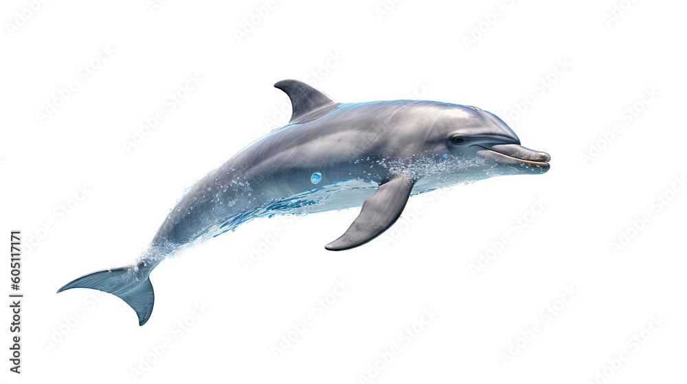 a Bottlenose Dolphin, jumping, Aquatic-themed, square format, photorealistic illustrations on a transparent background cutout in PNG. generative ai a Bottlenose Dolphin, jumping, Aquatic-themed, square format, photorealistic illustrations on a transparent background cutout in PNG. generative ai