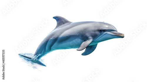 a Bottlenose Dolphin, jumping, Aquatic-themed, square format, photorealistic illustrations on a transparent background cutout in PNG. generative ai