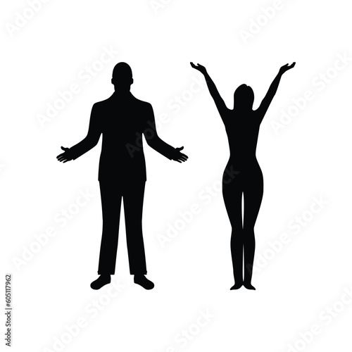 silhouette of a person  draw male and female silhouettes with freestyle release  vector template